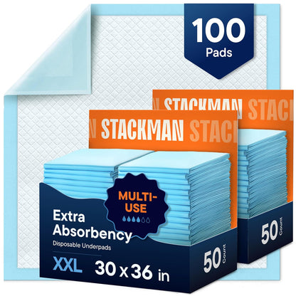 Chucks Pads Disposable [100-Pack] Adult Incontinence Underpads 23"x36" | Large Super Absorbent Protective Bed Pads, Leak-Proof Pee Pads for Kids Adults and Pets, Dog & Puppy Training