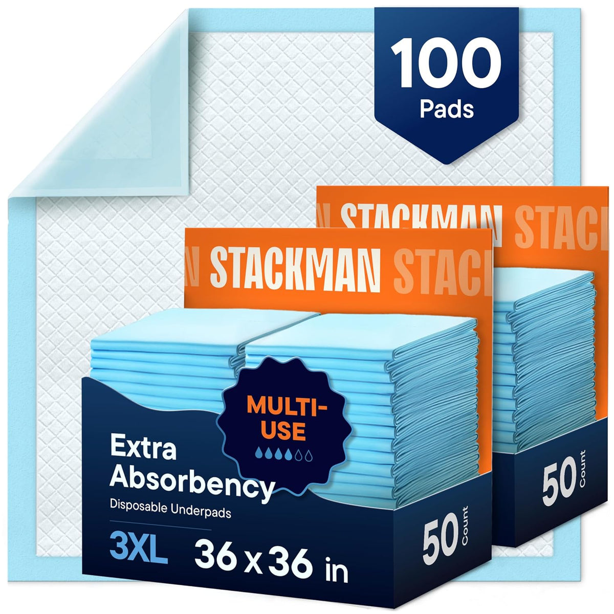 Chucks Pads Disposable [100-Pack] Adult Incontinence Underpads 23"x36" | Large Super Absorbent Protective Bed Pads, Leak-Proof Pee Pads for Kids Adults and Pets, Dog & Puppy Training
