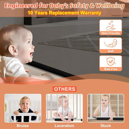 24" Tall Retractable Baby Gates to Step Over, Short Dog Gates Pet Gate for Puppies Small Dogs, 0-55" Wide Adjustable Mesh Baby Gate for Doorways and Stairs, Indoor/Outdoor Use