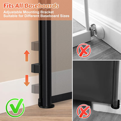 24" Tall Retractable Baby Gates to Step Over, Short Dog Gates Pet Gate for Puppies Small Dogs, 0-55" Wide Adjustable Mesh Baby Gate for Doorways and Stairs, Indoor/Outdoor Use