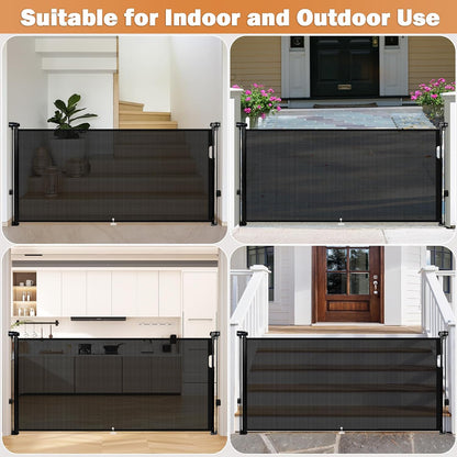 24" Tall Retractable Baby Gates to Step Over, Short Dog Gates Pet Gate for Puppies Small Dogs, 0-55" Wide Adjustable Mesh Baby Gate for Doorways and Stairs, Indoor/Outdoor Use