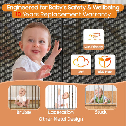 24" Tall Retractable Baby Gates to Step Over, Short Dog Gates Pet Gate for Puppies Small Dogs, 0-55" Wide Adjustable Mesh Baby Gate for Doorways and Stairs, Indoor/Outdoor Use