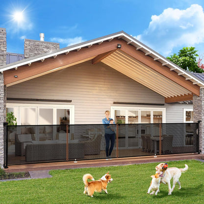 24" Tall Retractable Baby Gates to Step Over, Short Dog Gates Pet Gate for Puppies Small Dogs, 0-55" Wide Adjustable Mesh Baby Gate for Doorways and Stairs, Indoor/Outdoor Use