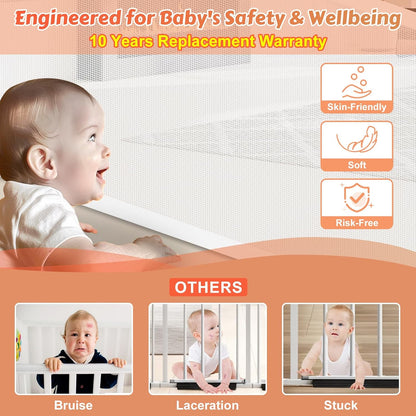 24" Tall Retractable Baby Gates to Step Over, Short Dog Gates Pet Gate for Puppies Small Dogs, 0-55" Wide Adjustable Mesh Baby Gate for Doorways and Stairs, Indoor/Outdoor Use