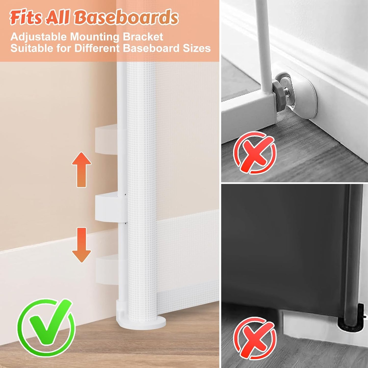 24" Tall Retractable Baby Gates to Step Over, Short Dog Gates Pet Gate for Puppies Small Dogs, 0-55" Wide Adjustable Mesh Baby Gate for Doorways and Stairs, Indoor/Outdoor Use