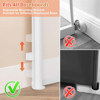 24" Tall Retractable Baby Gates to Step Over, Short Dog Gates Pet Gate for Puppies Small Dogs, 0-55" Wide Adjustable Mesh Baby Gate for Doorways and Stairs, Indoor/Outdoor Use