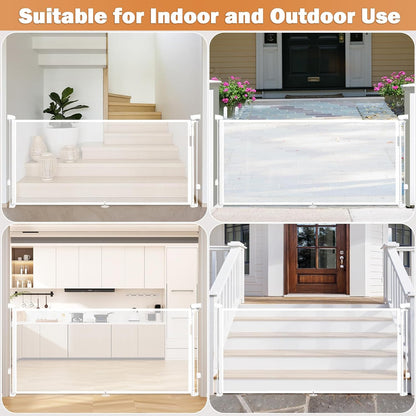 24" Tall Retractable Baby Gates to Step Over, Short Dog Gates Pet Gate for Puppies Small Dogs, 0-55" Wide Adjustable Mesh Baby Gate for Doorways and Stairs, Indoor/Outdoor Use