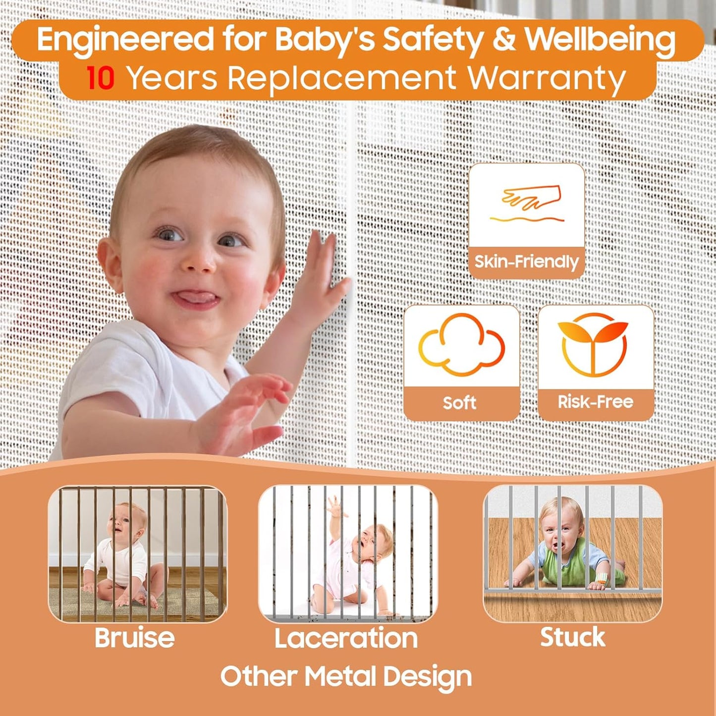 24" Tall Retractable Baby Gates to Step Over, Short Dog Gates Pet Gate for Puppies Small Dogs, 0-55" Wide Adjustable Mesh Baby Gate for Doorways and Stairs, Indoor/Outdoor Use