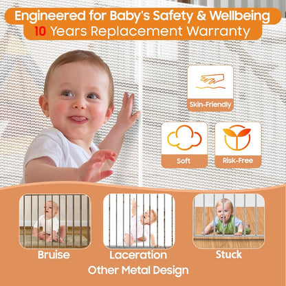 24" Tall Retractable Baby Gates to Step Over, Short Dog Gates Pet Gate for Puppies Small Dogs, 0-55" Wide Adjustable Mesh Baby Gate for Doorways and Stairs, Indoor/Outdoor Use