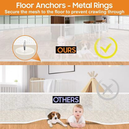 24" Tall Retractable Baby Gates to Step Over, Short Dog Gates Pet Gate for Puppies Small Dogs, 0-55" Wide Adjustable Mesh Baby Gate for Doorways and Stairs, Indoor/Outdoor Use