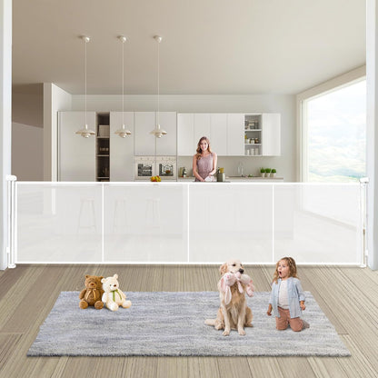 24" Tall Retractable Baby Gates to Step Over, Short Dog Gates Pet Gate for Puppies Small Dogs, 0-55" Wide Adjustable Mesh Baby Gate for Doorways and Stairs, Indoor/Outdoor Use