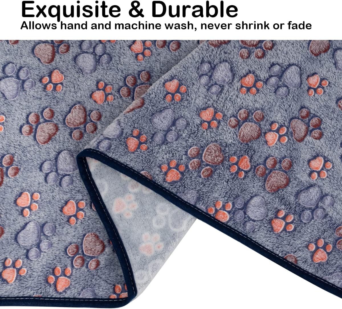 1 Pack 3 Dog Blankets, Soft Fluffy Fleece Pet Blanket Warm Sleep Mat Paw Print Design Puppy Kitten Throw Blankets Doggy Blanket for Dogs