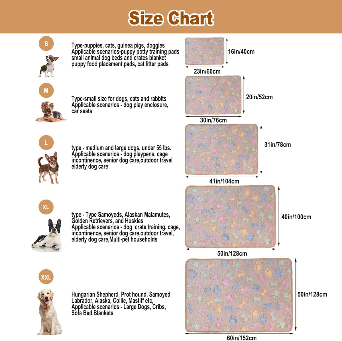 1 Pack 3 Dog Blankets, Soft Fluffy Fleece Pet Blanket Warm Sleep Mat Paw Print Design Puppy Kitten Throw Blankets Doggy Blanket for Dogs