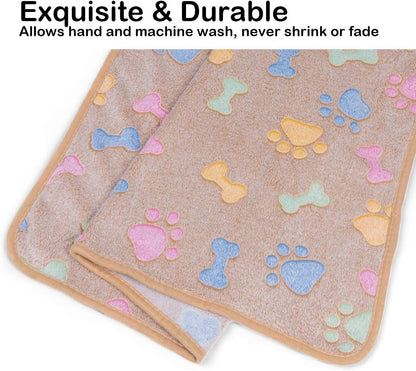 1 Pack 3 Dog Blankets, Soft Fluffy Fleece Pet Blanket Warm Sleep Mat Paw Print Design Puppy Kitten Throw Blankets Doggy Blanket for Dogs