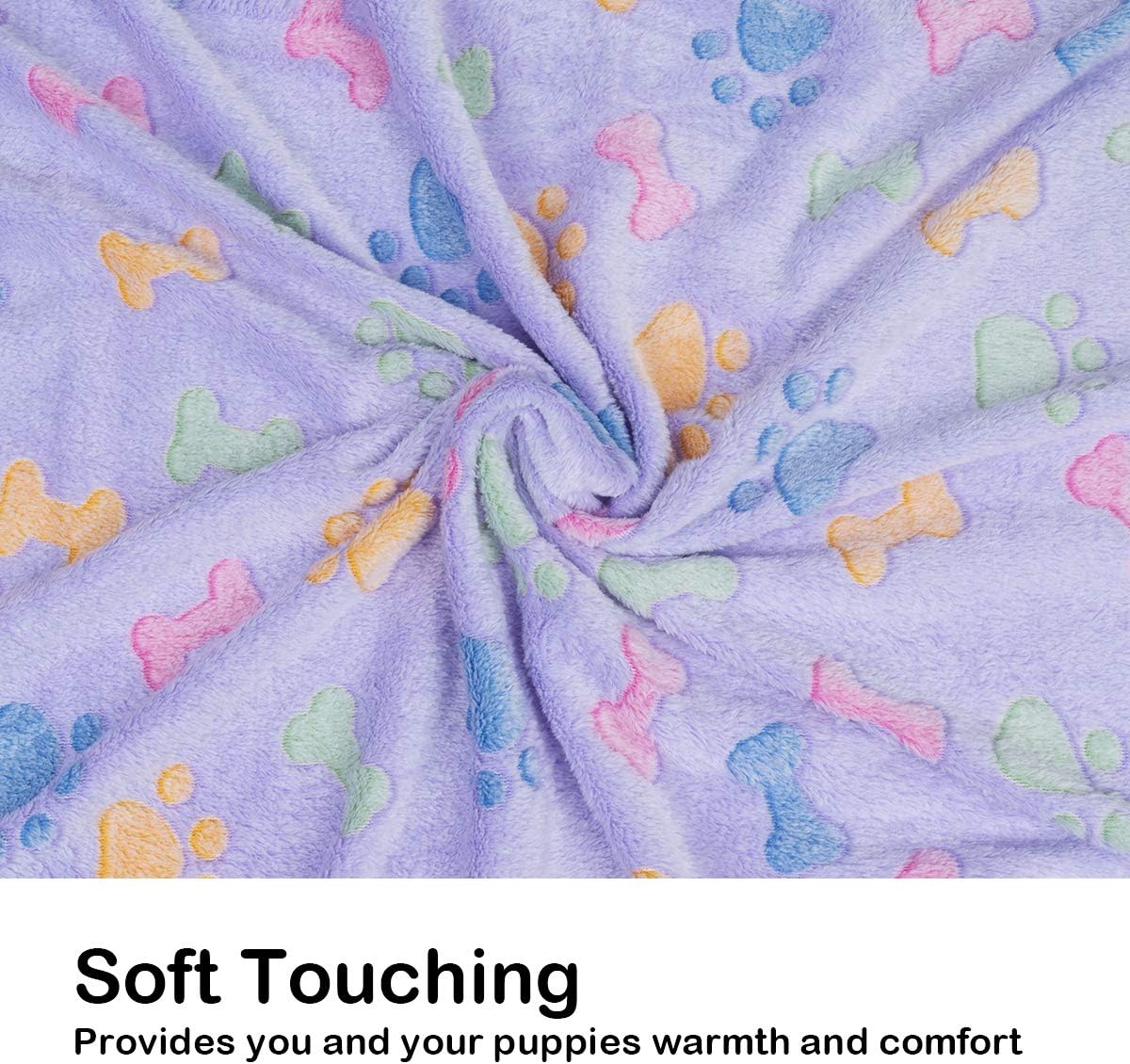 1 Pack 3 Dog Blankets, Soft Fluffy Fleece Pet Blanket Warm Sleep Mat Paw Print Design Puppy Kitten Throw Blankets Doggy Blanket for Dogs
