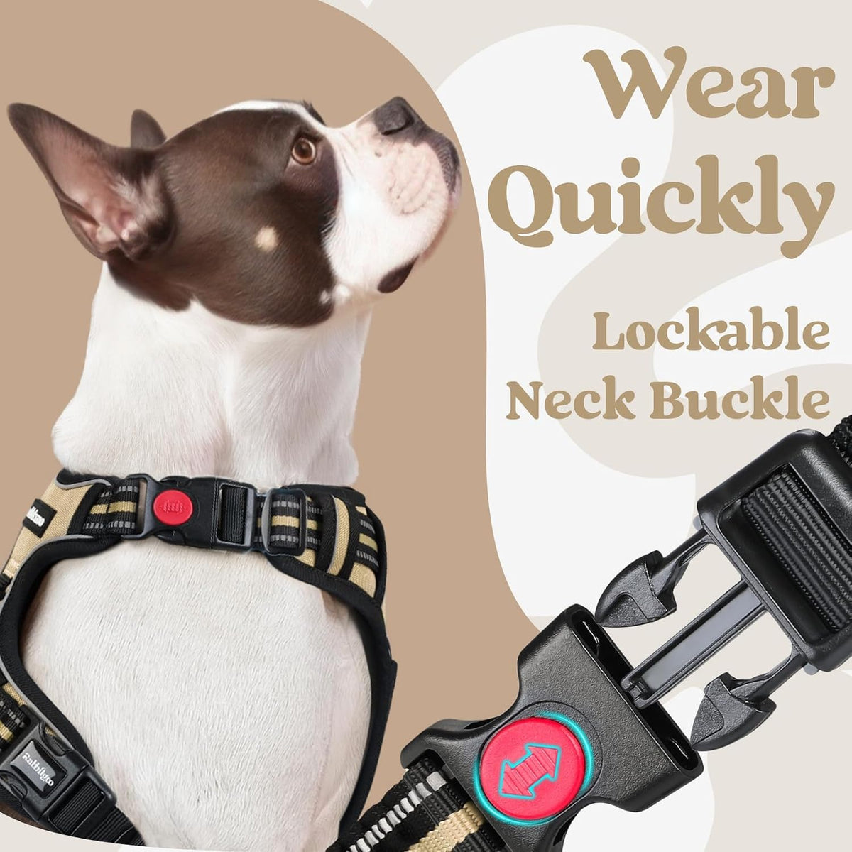Dog Harness for Large, Updated Easy On & Off with 3 Buckles | No Pull No Choke, Walking with 2 Clips and Handle, Adjustable Soft Reflective, Blue, Large