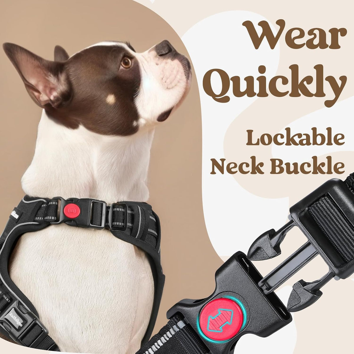 Dog Harness for Large, Updated Easy On & Off with 3 Buckles | No Pull No Choke, Walking with 2 Clips and Handle, Adjustable Soft Reflective, Blue, Large