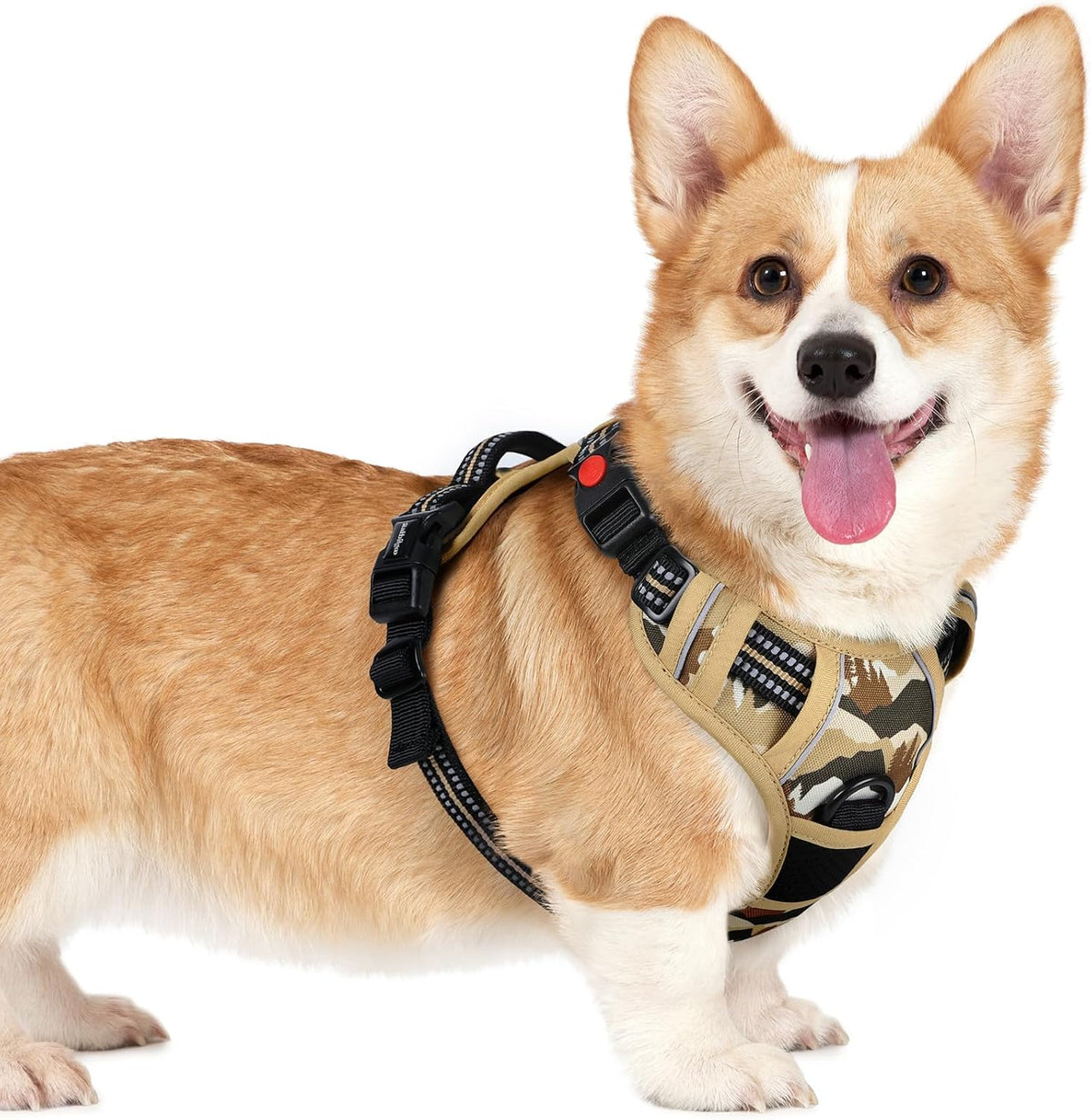 Dog Harness for Large, Updated Easy On & Off with 3 Buckles | No Pull No Choke, Walking with 2 Clips and Handle, Adjustable Soft Reflective, Blue, Large