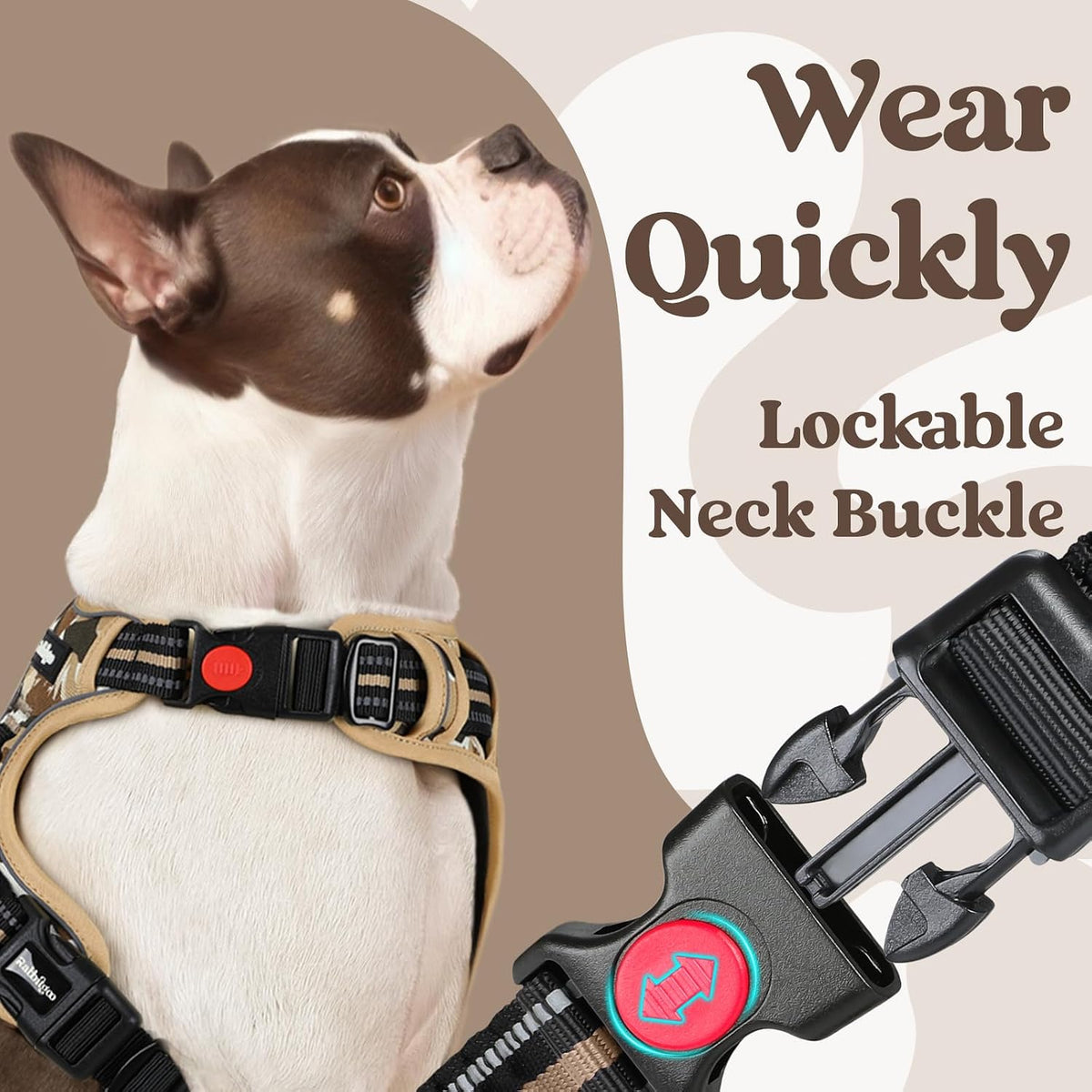 Dog Harness for Large, Updated Easy On & Off with 3 Buckles | No Pull No Choke, Walking with 2 Clips and Handle, Adjustable Soft Reflective, Blue, Large