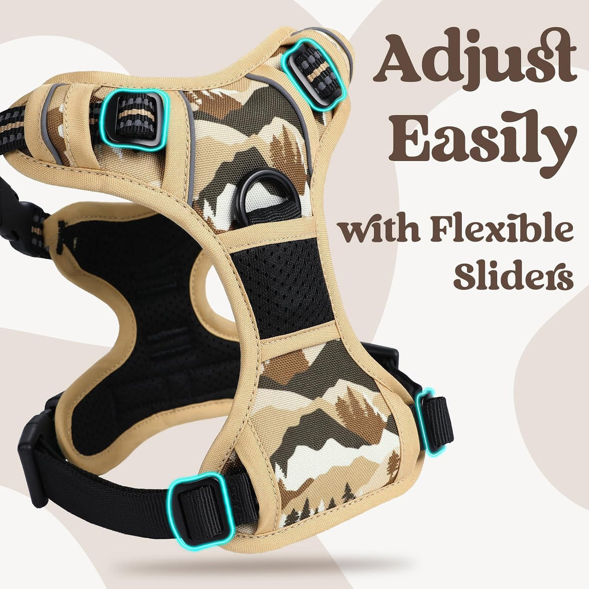 Dog Harness for Large, Updated Easy On & Off with 3 Buckles | No Pull No Choke, Walking with 2 Clips and Handle, Adjustable Soft Reflective, Blue, Large