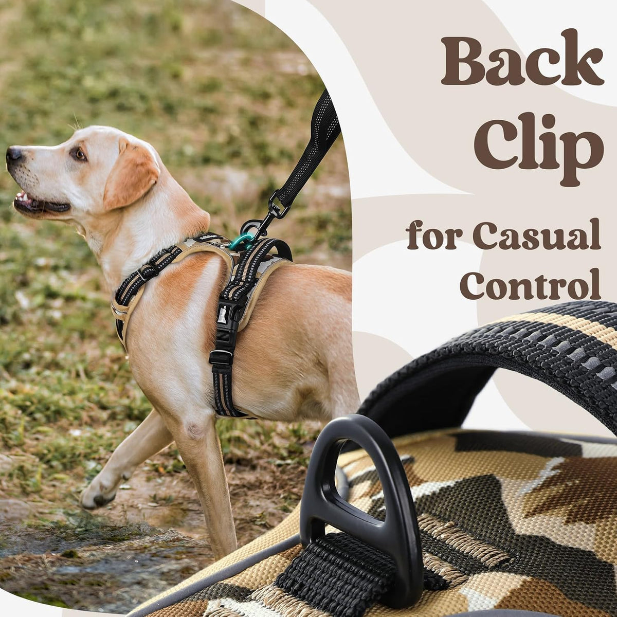 Dog Harness for Large, Updated Easy On & Off with 3 Buckles | No Pull No Choke, Walking with 2 Clips and Handle, Adjustable Soft Reflective, Blue, Large