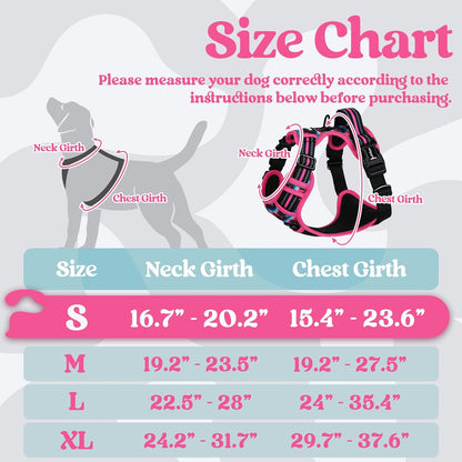 Dog Harness for Large, Updated Easy On & Off with 3 Buckles | No Pull No Choke, Walking with 2 Clips and Handle, Adjustable Soft Reflective, Blue, Large