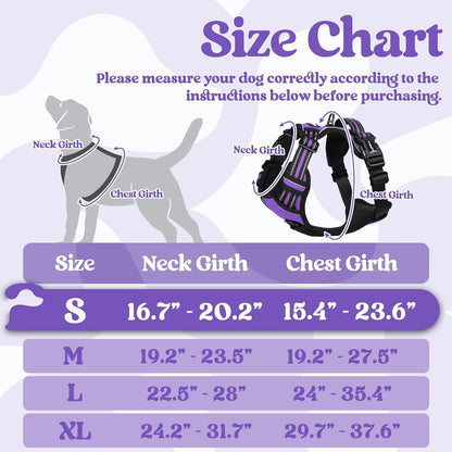 Dog Harness for Large, Updated Easy On & Off with 3 Buckles | No Pull No Choke, Walking with 2 Clips and Handle, Adjustable Soft Reflective, Blue, Large