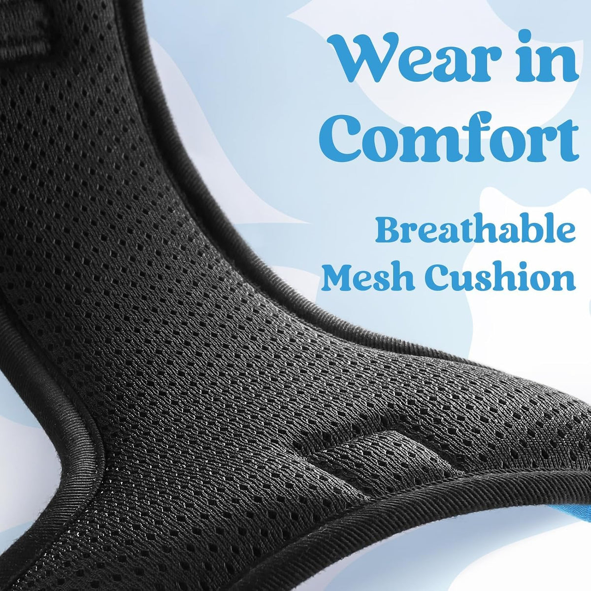 Dog Harness for Large, Updated Easy On & Off with 3 Buckles | No Pull No Choke, Walking with 2 Clips and Handle, Adjustable Soft Reflective, Blue, Large