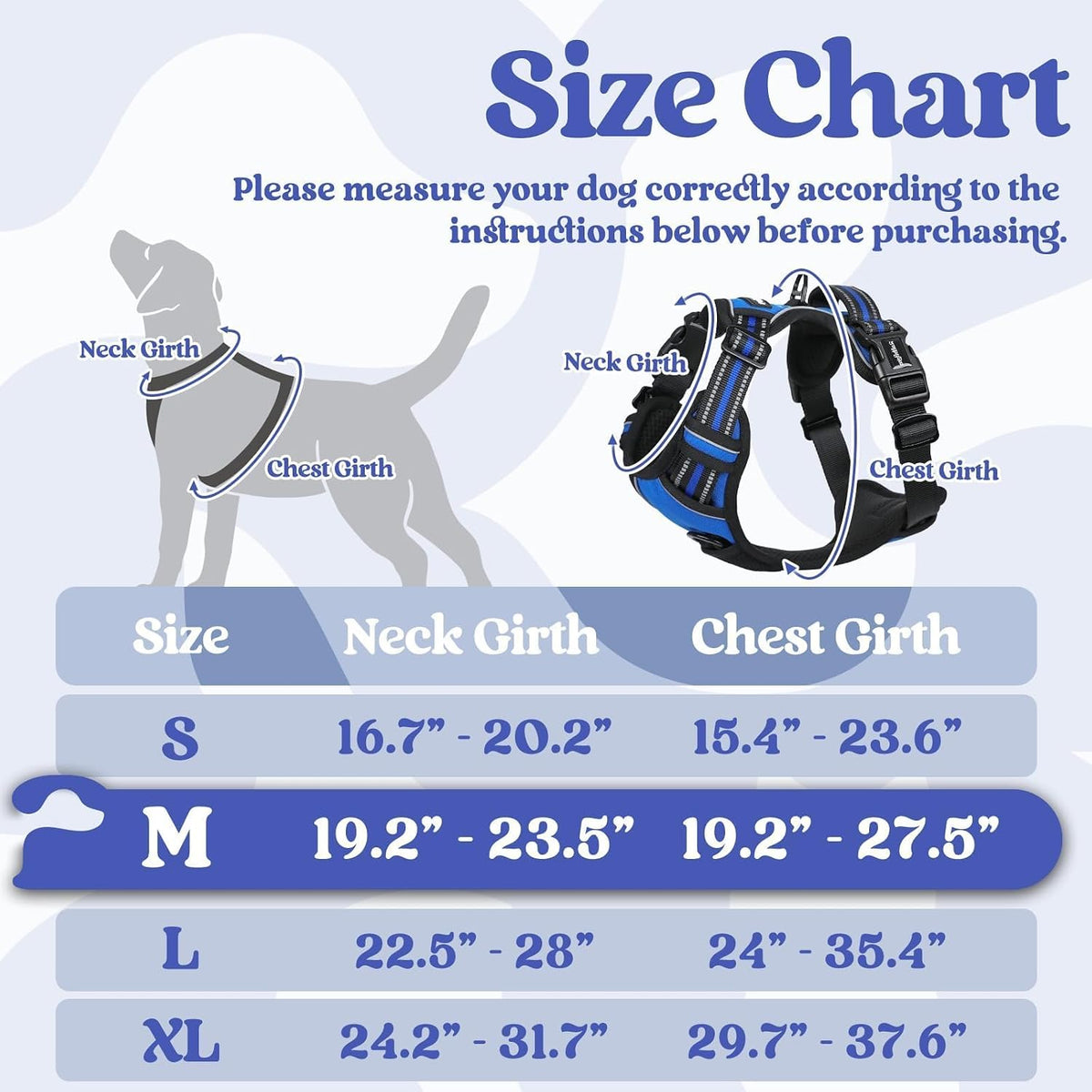 Dog Harness for Large, Updated Easy On & Off with 3 Buckles | No Pull No Choke, Walking with 2 Clips and Handle, Adjustable Soft Reflective, Blue, Large