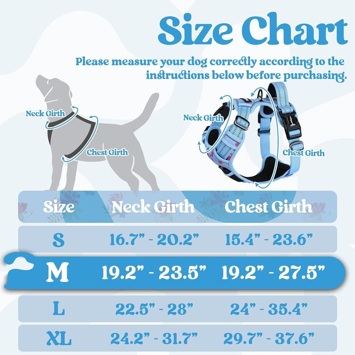 Dog Harness for Large, Updated Easy On & Off with 3 Buckles | No Pull No Choke, Walking with 2 Clips and Handle, Adjustable Soft Reflective, Blue, Large
