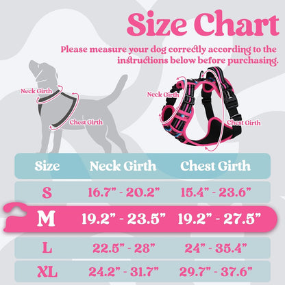 Dog Harness for Large, Updated Easy On & Off with 3 Buckles | No Pull No Choke, Walking with 2 Clips and Handle, Adjustable Soft Reflective, Blue, Large