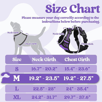Dog Harness for Large, Updated Easy On & Off with 3 Buckles | No Pull No Choke, Walking with 2 Clips and Handle, Adjustable Soft Reflective, Blue, Large