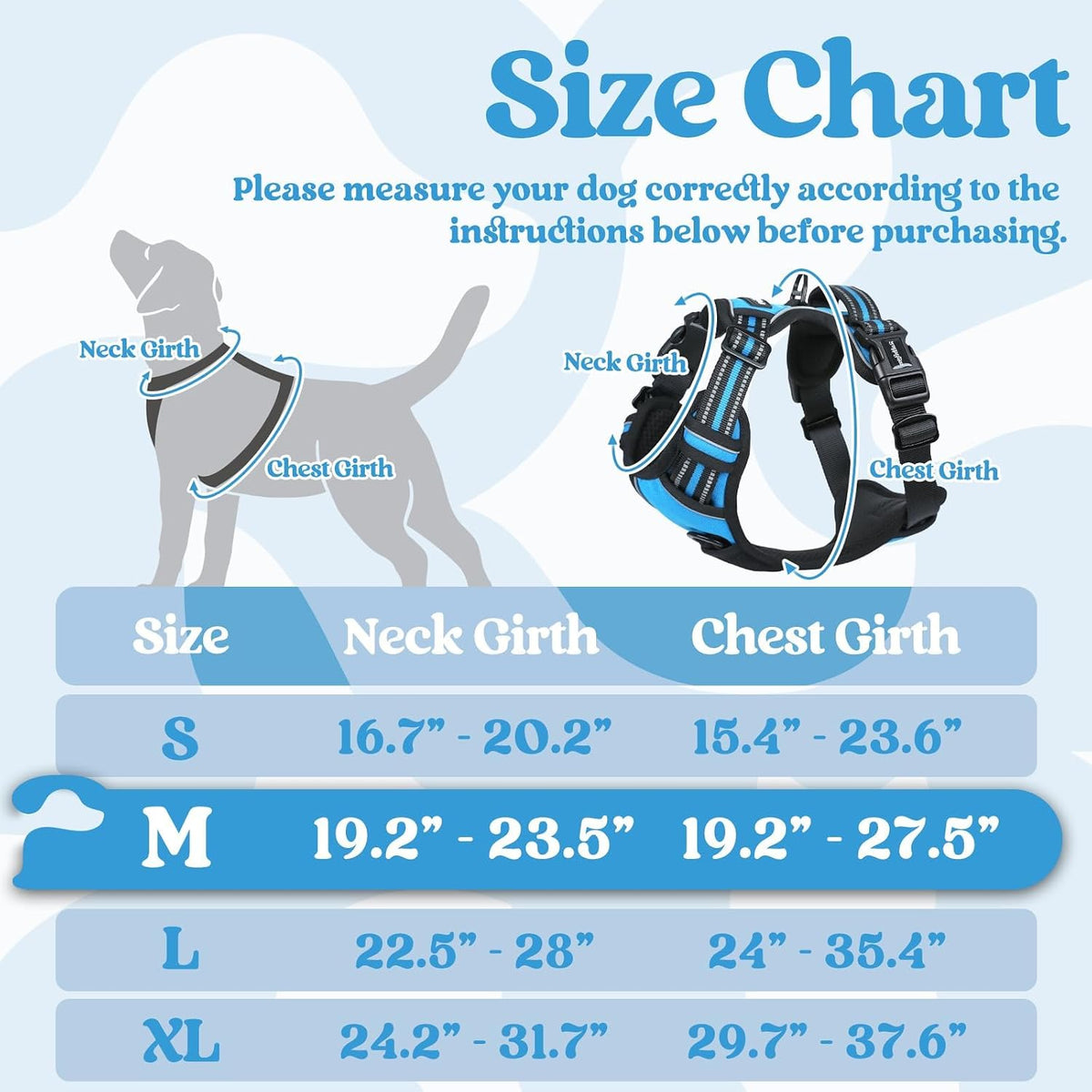 Dog Harness for Large, Updated Easy On & Off with 3 Buckles | No Pull No Choke, Walking with 2 Clips and Handle, Adjustable Soft Reflective, Blue, Large