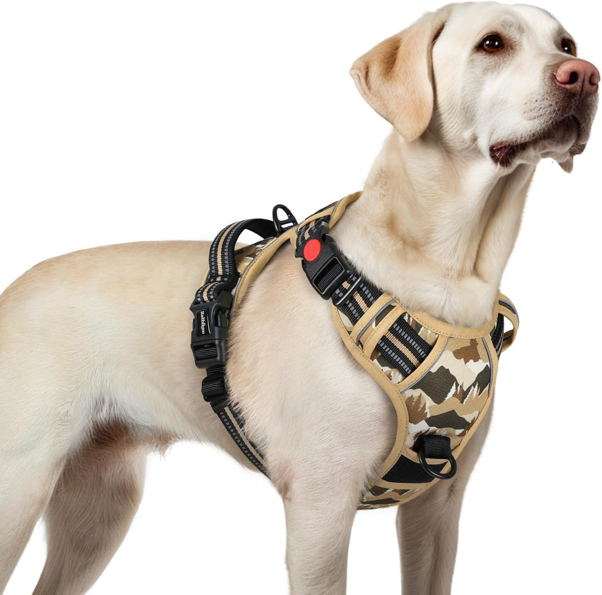 Dog Harness for Large, Updated Easy On & Off with 3 Buckles | No Pull No Choke, Walking with 2 Clips and Handle, Adjustable Soft Reflective, Blue, Large