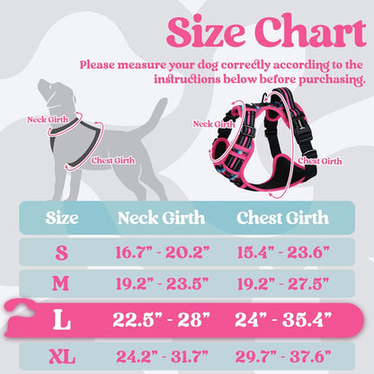 Dog Harness for Large, Updated Easy On & Off with 3 Buckles | No Pull No Choke, Walking with 2 Clips and Handle, Adjustable Soft Reflective, Blue, Large