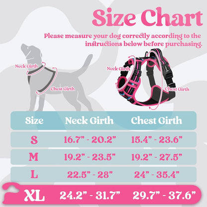 Dog Harness for Large, Updated Easy On & Off with 3 Buckles | No Pull No Choke, Walking with 2 Clips and Handle, Adjustable Soft Reflective, Blue, Large