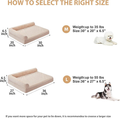 Orthopedic Washable Dog Bed, Sleeping Couch for Large Senior Dogs | Deluxe Plush Rose Velvet Washable Cover, Egg Crate Foam Support, Waterproof Lining, Non-Slip Bottom, Senior Dogs