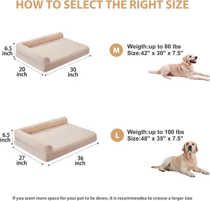 Orthopedic Washable Dog Bed, Sleeping Couch for Large Senior Dogs | Deluxe Plush Rose Velvet Washable Cover, Egg Crate Foam Support, Waterproof Lining, Non-Slip Bottom, Senior Dogs