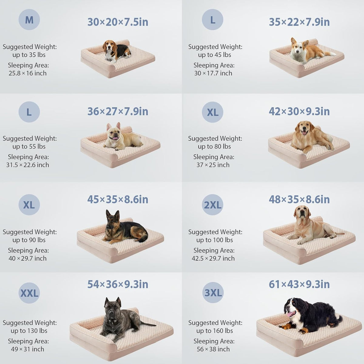 Orthopedic Washable Dog Bed, Sleeping Couch for Large Senior Dogs | Deluxe Plush Rose Velvet Washable Cover, Egg Crate Foam Support, Waterproof Lining, Non-Slip Bottom, Senior Dogs