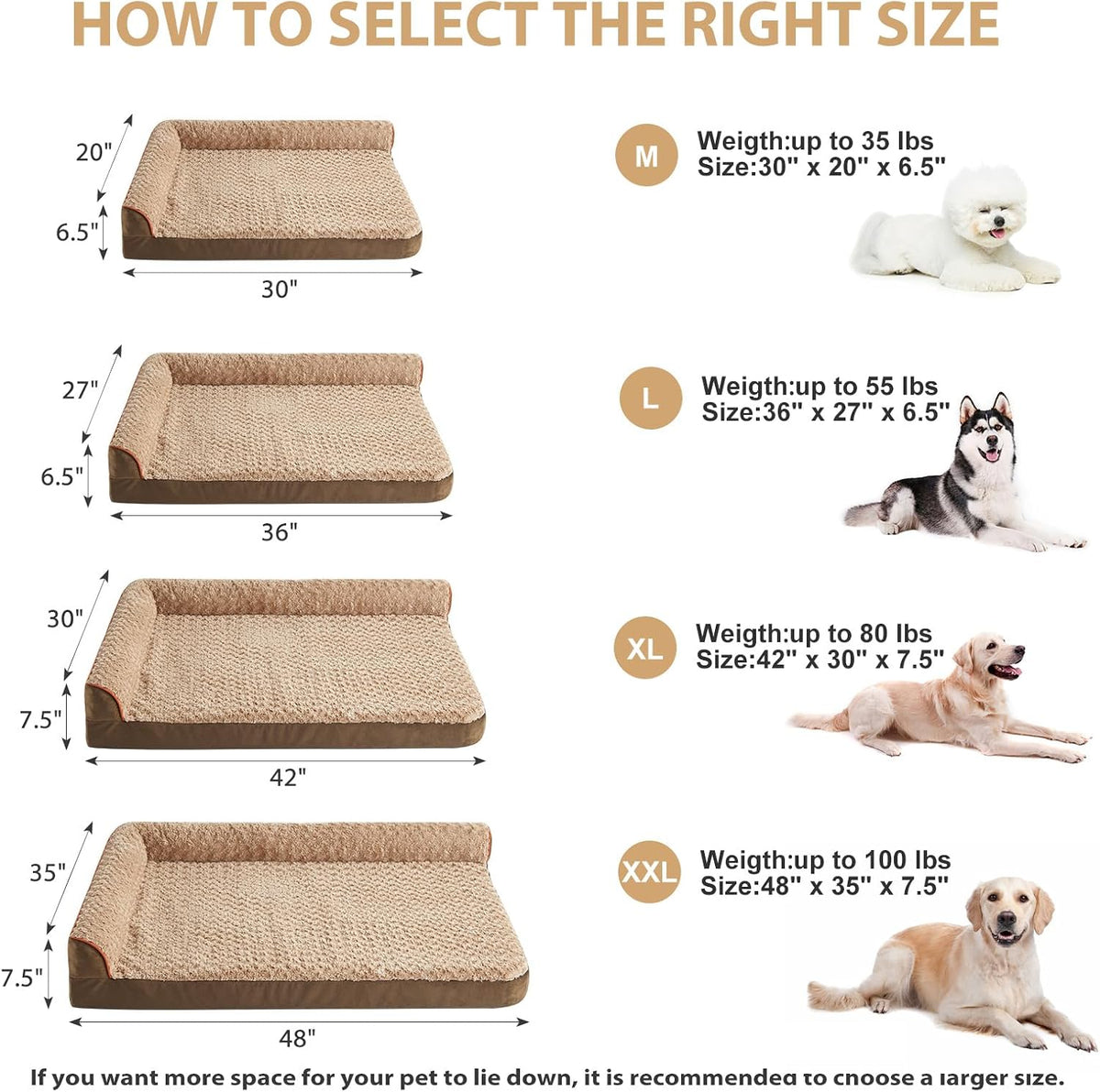 Orthopedic Washable Dog Bed, Sleeping Couch for Large Senior Dogs | Deluxe Plush Rose Velvet Washable Cover, Egg Crate Foam Support, Waterproof Lining, Non-Slip Bottom, Senior Dogs