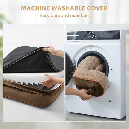 Orthopedic Washable Dog Bed, Sleeping Couch for Large Senior Dogs | Deluxe Plush Rose Velvet Washable Cover, Egg Crate Foam Support, Waterproof Lining, Non-Slip Bottom, Senior Dogs