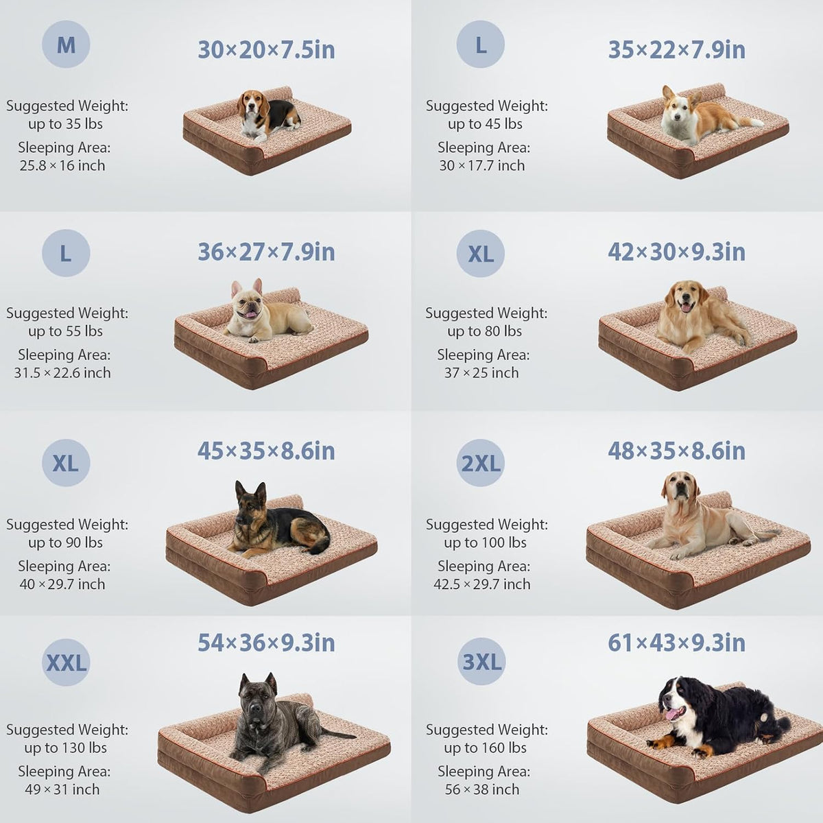 Orthopedic Washable Dog Bed, Sleeping Couch for Large Senior Dogs | Deluxe Plush Rose Velvet Washable Cover, Egg Crate Foam Support, Waterproof Lining, Non-Slip Bottom, Senior Dogs