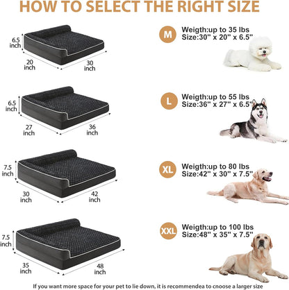 Orthopedic Washable Dog Bed, Sleeping Couch for Large Senior Dogs | Deluxe Plush Rose Velvet Washable Cover, Egg Crate Foam Support, Waterproof Lining, Non-Slip Bottom, Senior Dogs