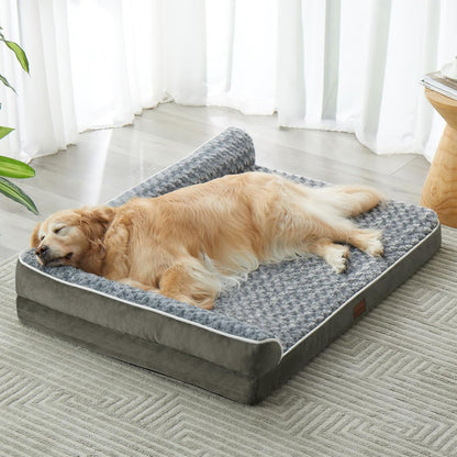 Orthopedic Washable Dog Bed, Sleeping Couch for Large Senior Dogs | Deluxe Plush Rose Velvet Washable Cover, Egg Crate Foam Support, Waterproof Lining, Non-Slip Bottom, Senior Dogs