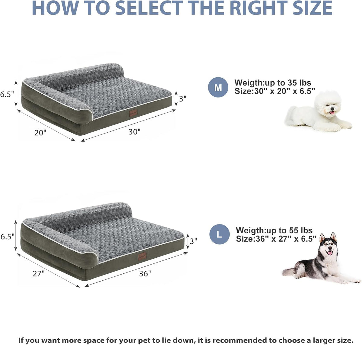 Orthopedic Washable Dog Bed, Sleeping Couch for Large Senior Dogs | Deluxe Plush Rose Velvet Washable Cover, Egg Crate Foam Support, Waterproof Lining, Non-Slip Bottom, Senior Dogs