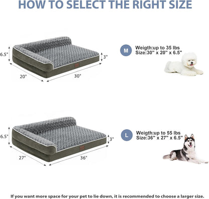 Orthopedic Washable Dog Bed, Sleeping Couch for Large Senior Dogs | Deluxe Plush Rose Velvet Washable Cover, Egg Crate Foam Support, Waterproof Lining, Non-Slip Bottom, Senior Dogs