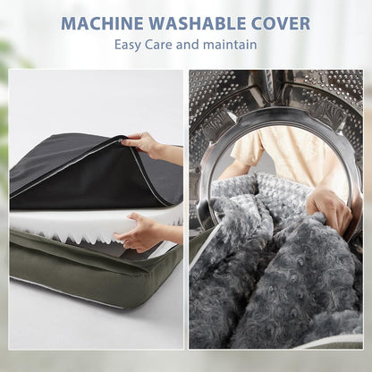 Orthopedic Washable Dog Bed, Sleeping Couch for Large Senior Dogs | Deluxe Plush Rose Velvet Washable Cover, Egg Crate Foam Support, Waterproof Lining, Non-Slip Bottom, Senior Dogs