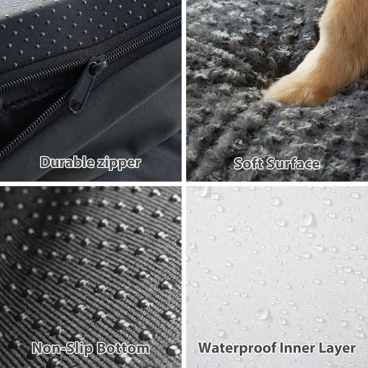 Orthopedic Washable Dog Bed, Sleeping Couch for Large Senior Dogs | Deluxe Plush Rose Velvet Washable Cover, Egg Crate Foam Support, Waterproof Lining, Non-Slip Bottom, Senior Dogs