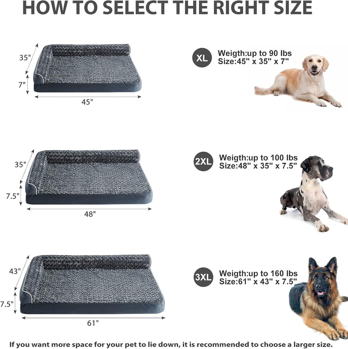 Orthopedic Washable Dog Bed, Sleeping Couch for Large Senior Dogs | Deluxe Plush Rose Velvet Washable Cover, Egg Crate Foam Support, Waterproof Lining, Non-Slip Bottom, Senior Dogs
