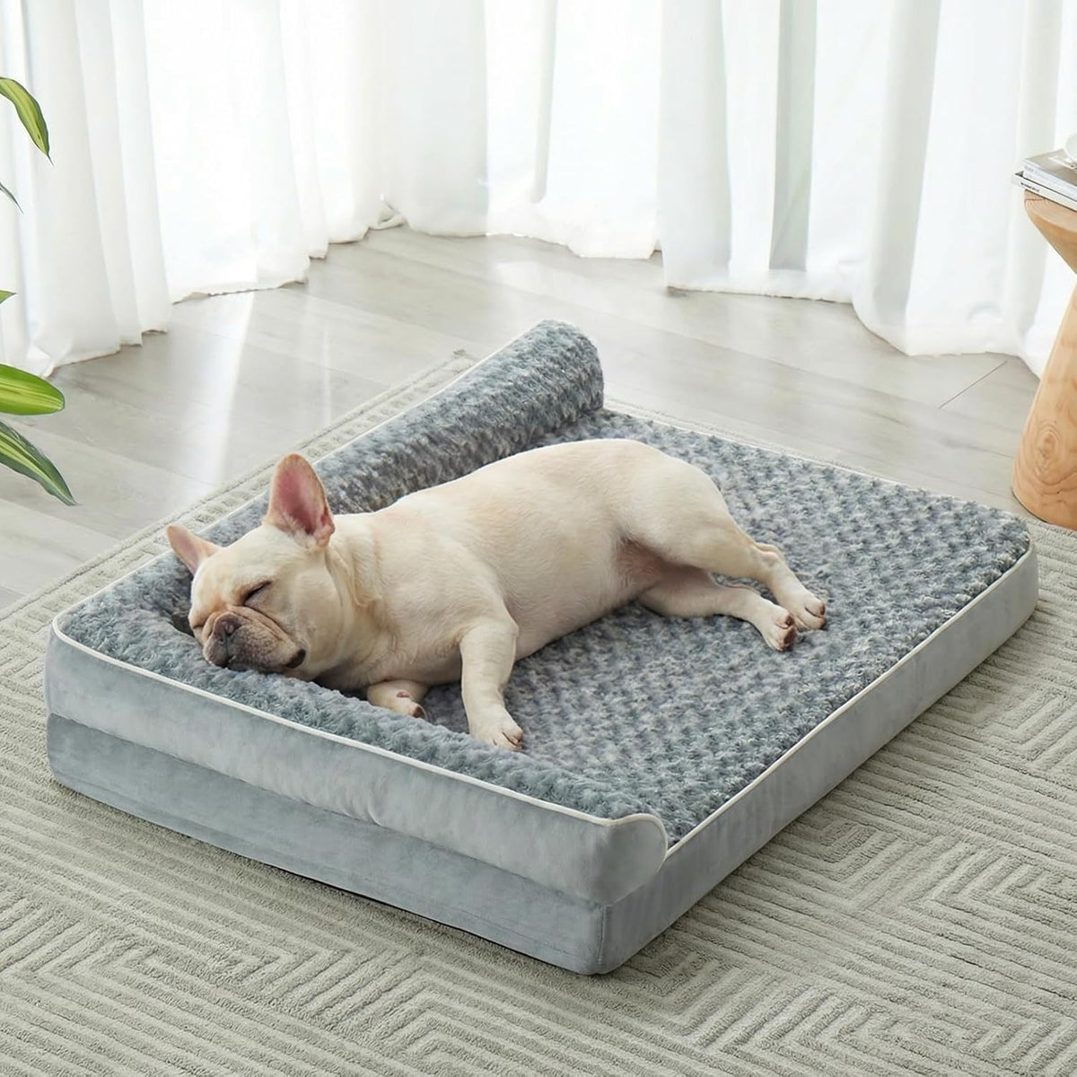 Orthopedic Washable Dog Bed, Sleeping Couch for Large Senior Dogs | Deluxe Plush Rose Velvet Washable Cover, Egg Crate Foam Support, Waterproof Lining, Non-Slip Bottom, Senior Dogs
